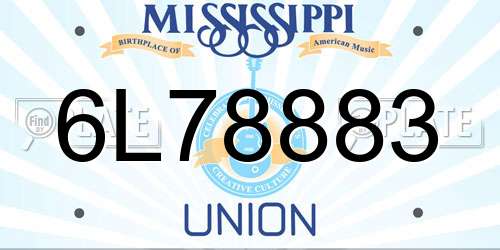 6L78883 Mississippi License Plate