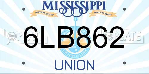 6LB862 Mississippi License Plate