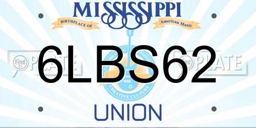 6LBS62 Mississippi License Plate