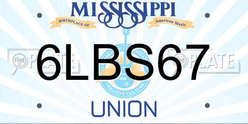 6LBS67 Mississippi License Plate
