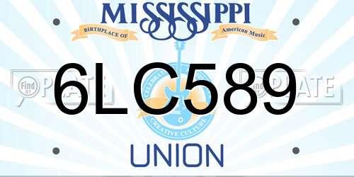 6LC589 Mississippi License Plate