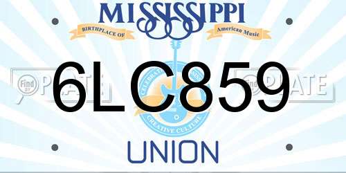 6LC859 Mississippi License Plate