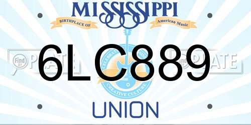 6LC889 Mississippi License Plate