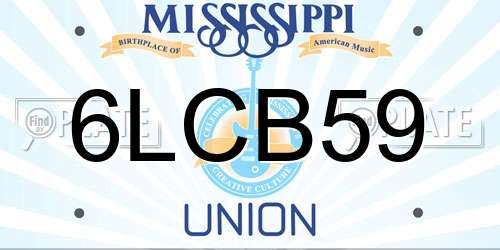 6LCB59 Mississippi License Plate