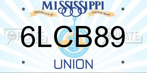 6LCB89 Mississippi License Plate