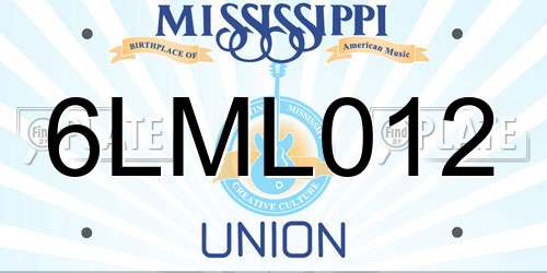 6LML012 Mississippi License Plate