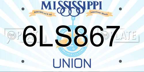 6LS867 Mississippi License Plate
