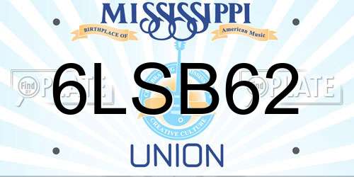 6LSB62 Mississippi License Plate