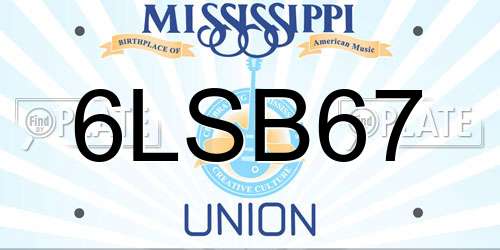 6LSB67 Mississippi License Plate