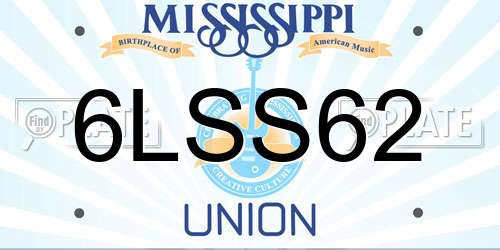 6LSS62 Mississippi License Plate