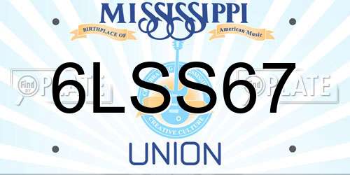 6LSS67 Mississippi License Plate