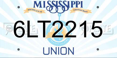 6LT2215 Mississippi License Plate