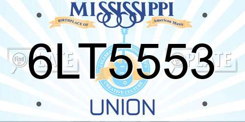 6LT5553 Mississippi License Plate
