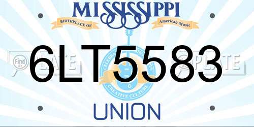 6LT5583 Mississippi License Plate