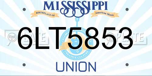 6LT5853 Mississippi License Plate