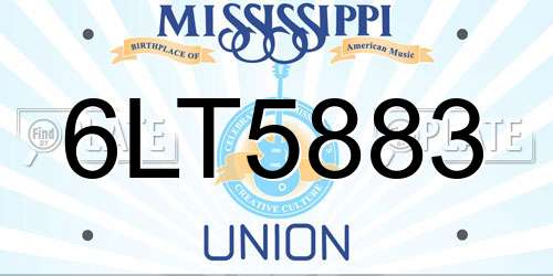 6LT5883 Mississippi License Plate