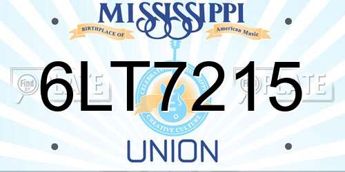 6LT7215 Mississippi License Plate