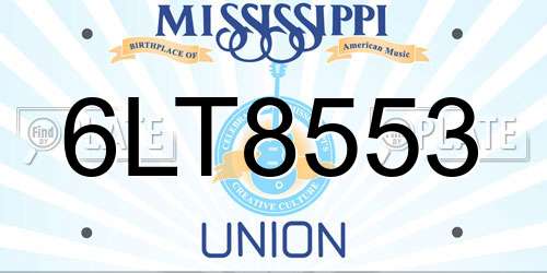 6LT8553 Mississippi License Plate