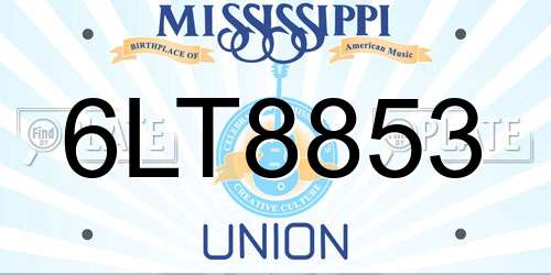 6LT8853 Mississippi License Plate