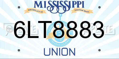 6LT8883 Mississippi License Plate