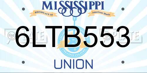 6LTB553 Mississippi License Plate