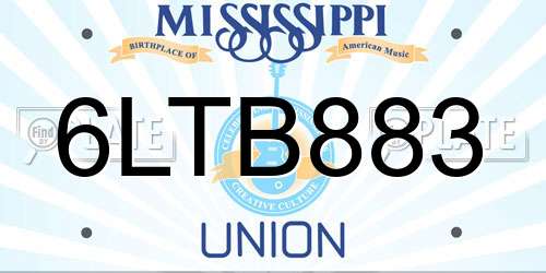 6LTB883 Mississippi License Plate