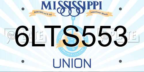 6LTS553 Mississippi License Plate