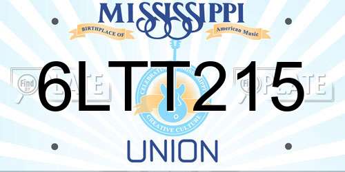 6LTT215 Mississippi License Plate