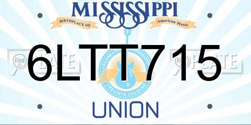 6LTT715 Mississippi License Plate