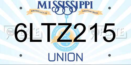 6LTZ215 Mississippi License Plate
