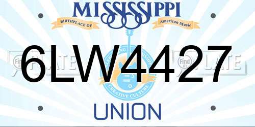 6LW4427 Mississippi License Plate