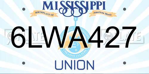 6LWA427 Mississippi License Plate