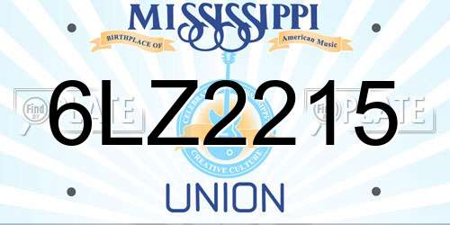 6LZ2215 Mississippi License Plate