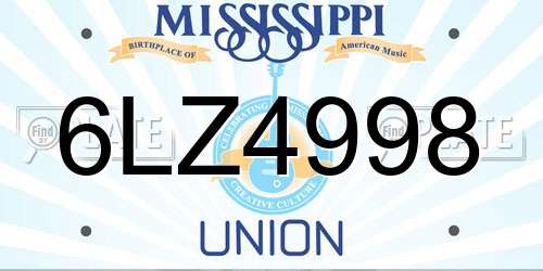 6LZ4998 Mississippi License Plate