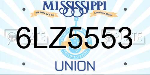 6LZ5553 Mississippi License Plate