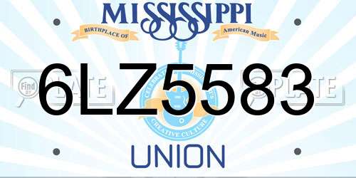 6LZ5583 Mississippi License Plate