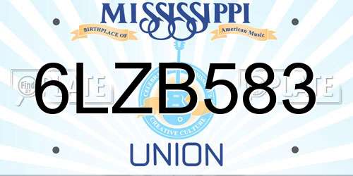 6LZB583 Mississippi License Plate