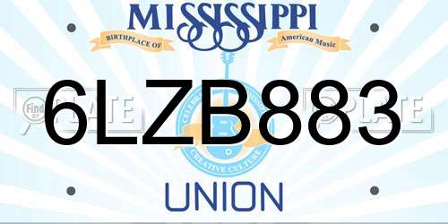 6LZB883 Mississippi License Plate
