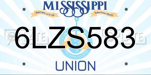 6LZS583 Mississippi License Plate