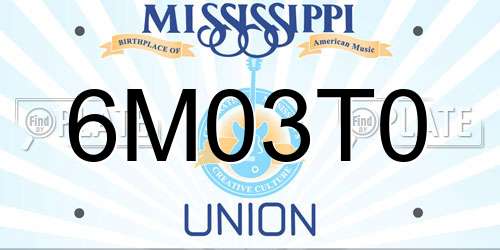 6M03T0 Mississippi License Plate