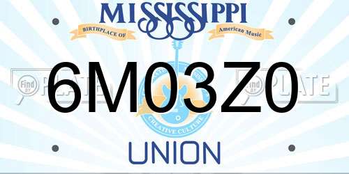 6M03Z0 Mississippi License Plate
