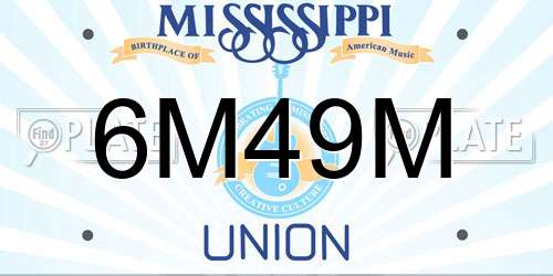 6M49M Mississippi License Plate