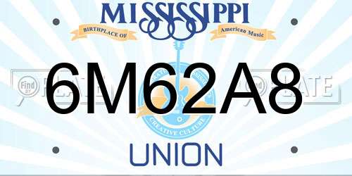 6M62A8 Mississippi License Plate