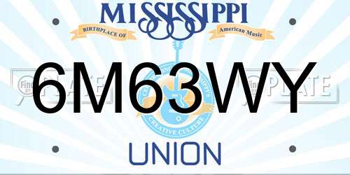 6M63WY Mississippi License Plate