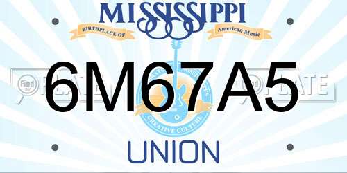 6M67A5 Mississippi License Plate