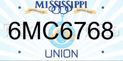 6MC6768 Mississippi License Plate