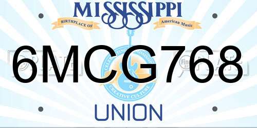 6MCG768 Mississippi License Plate