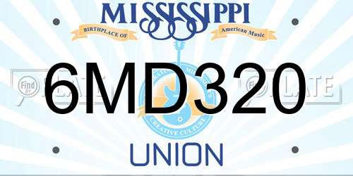 6MD320 Mississippi License Plate