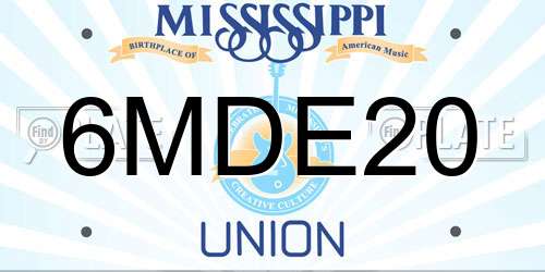 6MDE20 Mississippi License Plate