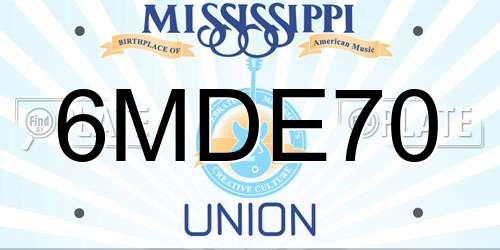 6MDE70 Mississippi License Plate